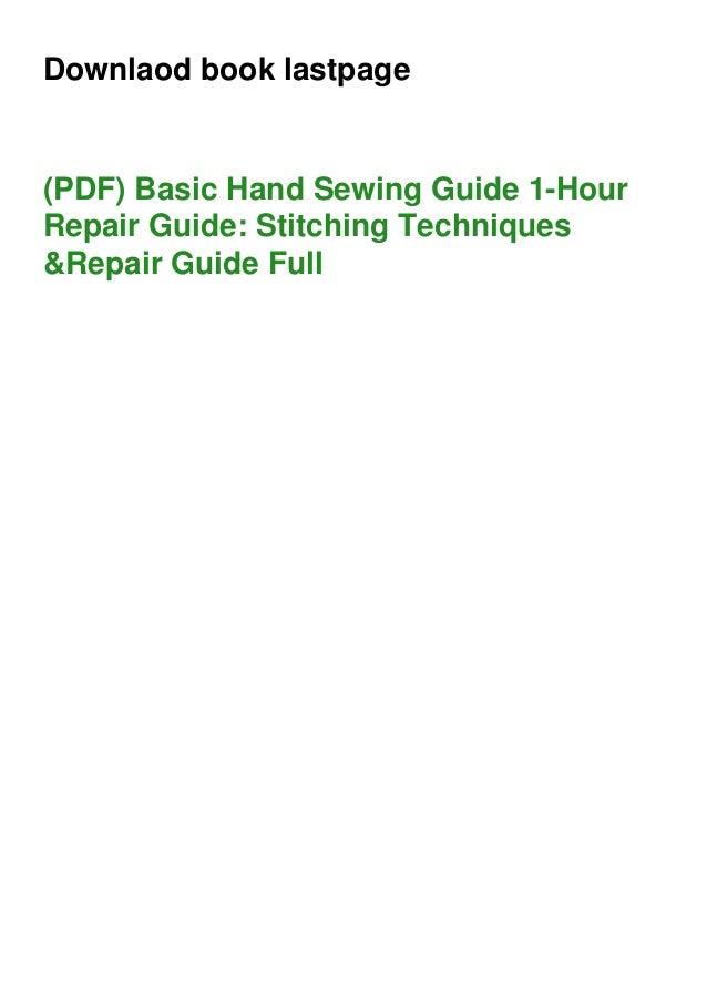 (PDF) Basic Hand Sewing Guide 1Hour Repair Guide Stitching Techniques