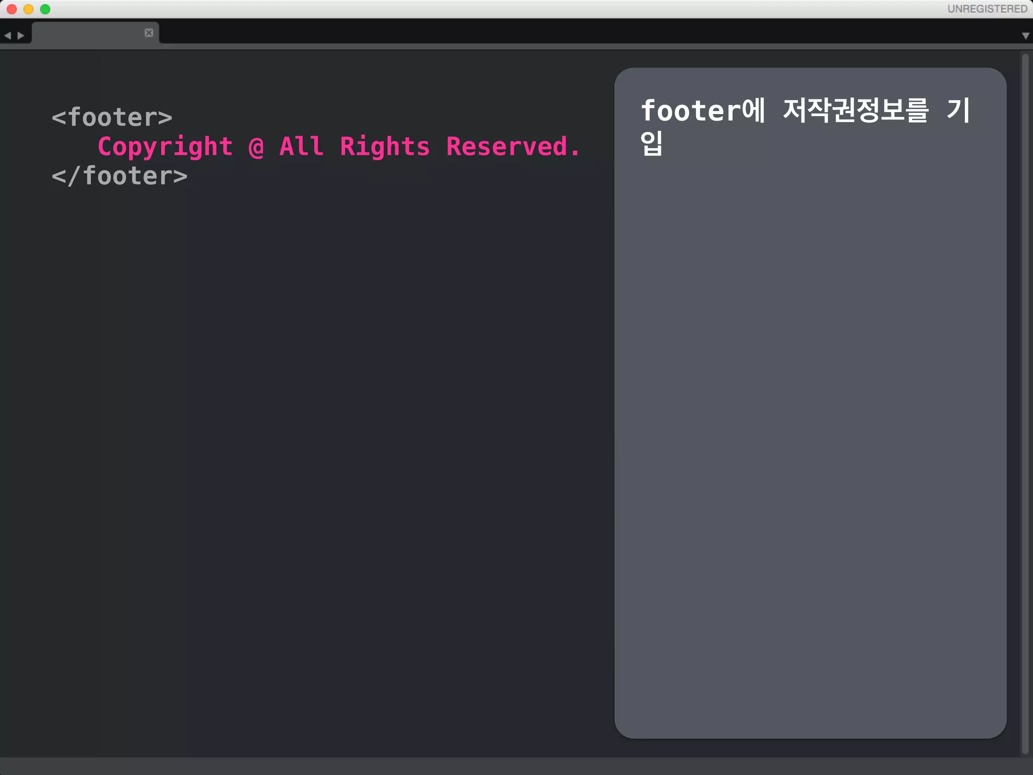 main
section
h2section의 타이틀/h2
p
우리는 새로운 MacBook을 통해 불가능에 대한 도전을 시작했습니다. 지
금까지 가장 가볍고 가장 콤팩트한 Mac 노트북이면서도 무엇 하나 빠지지 않는 완벽
한 사용자 경험을 구현하는 것. 훨씬 가볍고 얇을 뿐 아니라 더 뛰어나게 만들기 위
해 모든 요소 하나하나를 새롭게 구상해야만 했습니다. 그저 새로운 노트북이라는 말
로는 부족한, 노트북의 미래가 여기 있습니다.
/p
article
h3article의 타이틀/h3
/article
/section
/main
문단을 뜻하는
p(paragraph) 기입
 