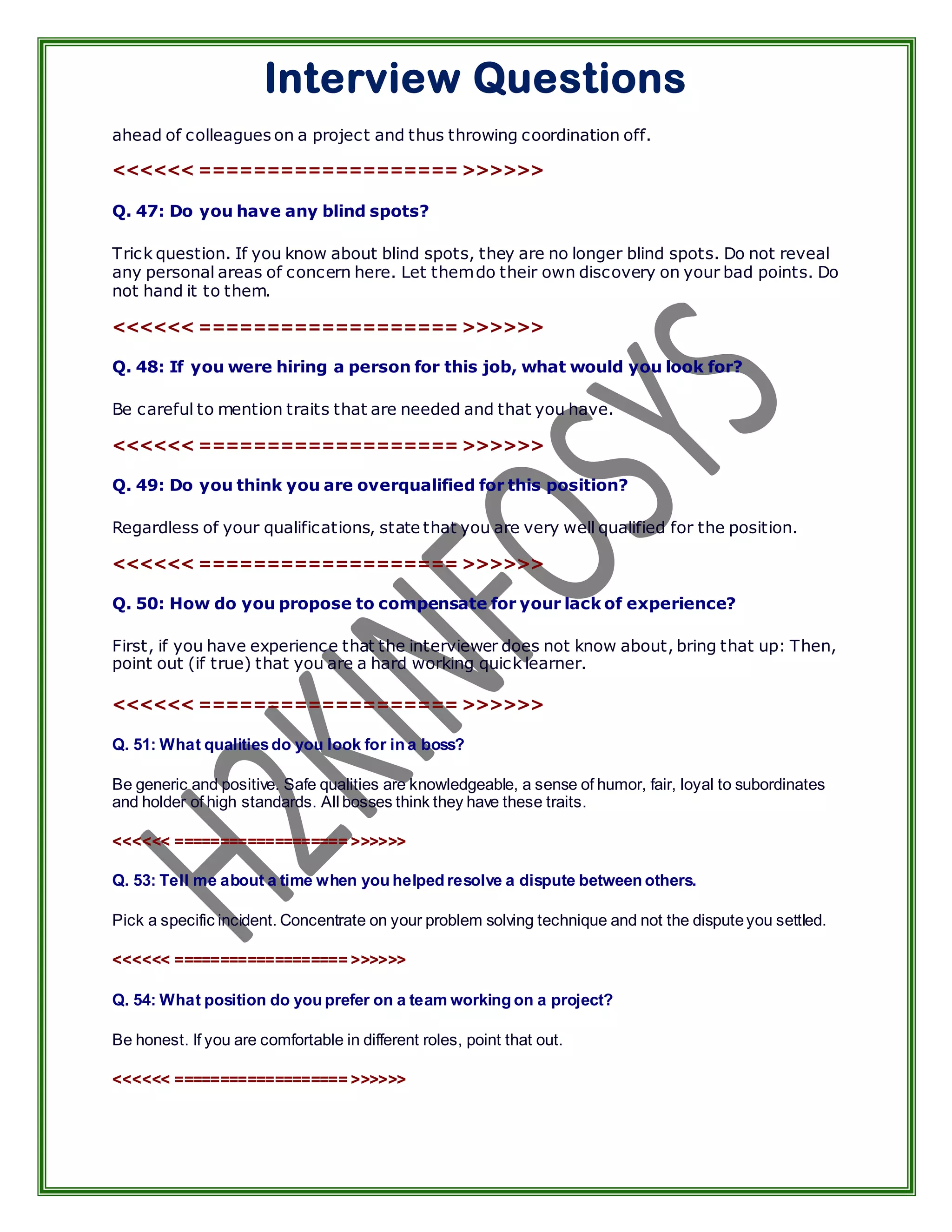 Basic Interview Questions | PDF