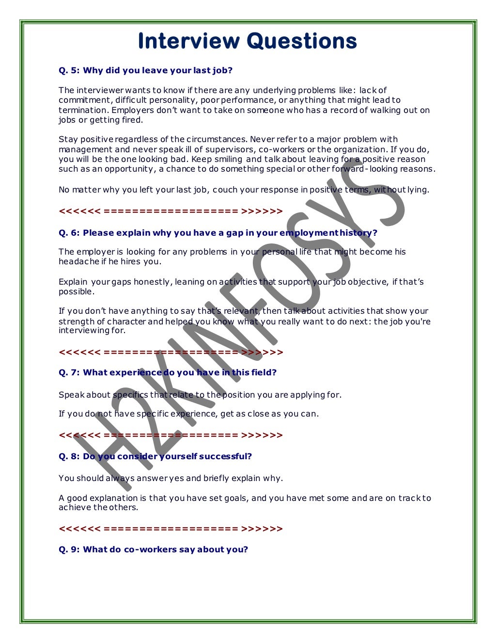 Basic Interview Questions