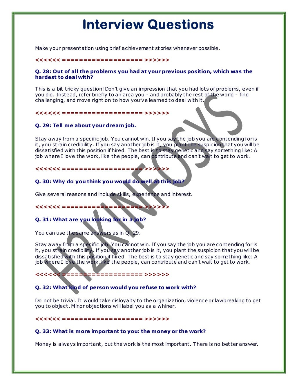 Basic Interview Questions