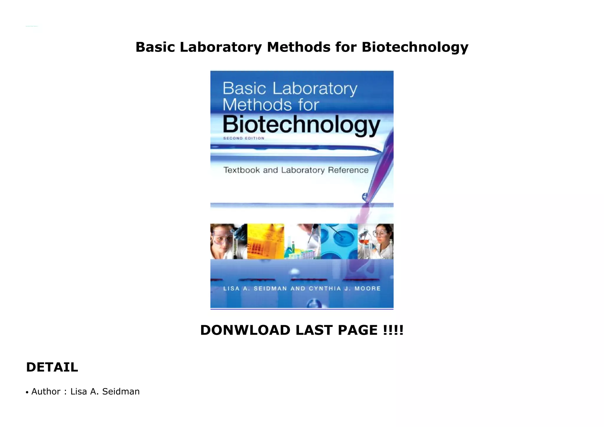 Basic laboratory methods for biotechnology ppt