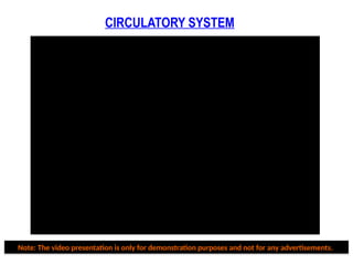 CIRCULATORY SYSTEM
Note: The video presentation is only for demonstration purposes and not for any advertisements.
 