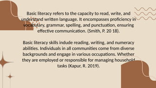 BASIC-LITERACY-AND-SKILLS-REPORTto mama j | PPTX