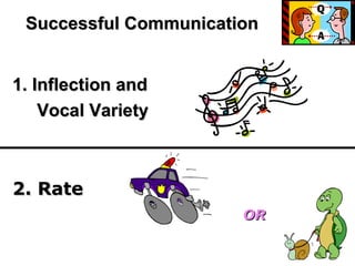 Successful Communication 1. Inflection and  Vocal Variety 2. Rate   OR 