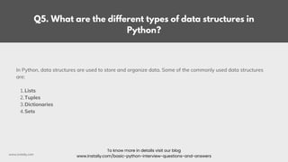 Most Asked Python Interview Questions and Answers in 2023 | PDF ...