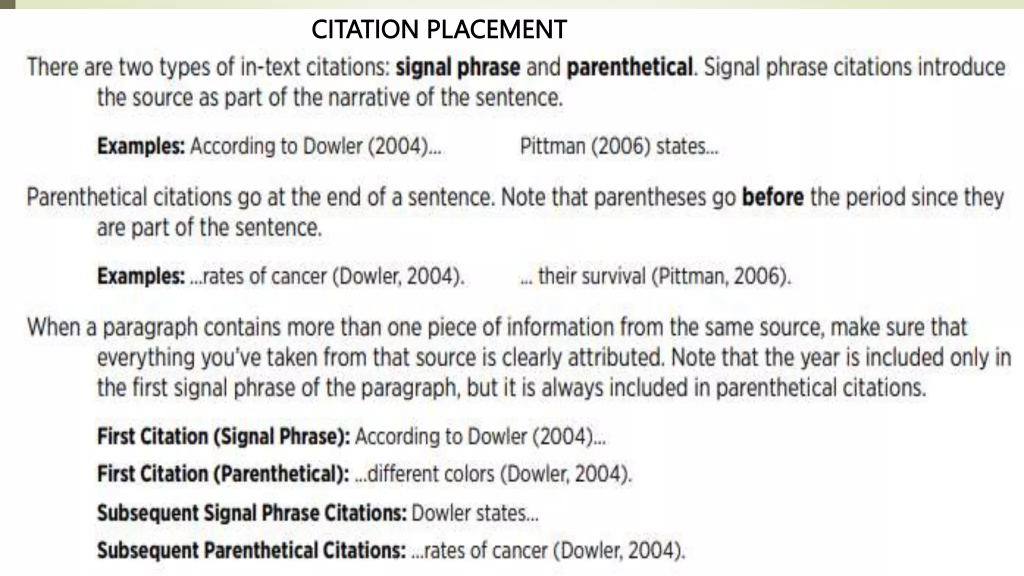 CITATION PLACEMENT
 
