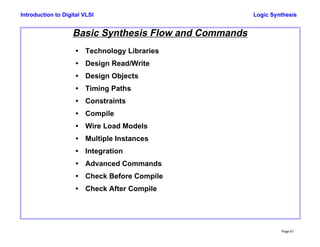 Basic Synthesis Flow and Commands, Logic Synthesis | PDF