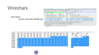 Wireshark
Filter Option:
ip.addr==192.168.2.250 && udp
 
