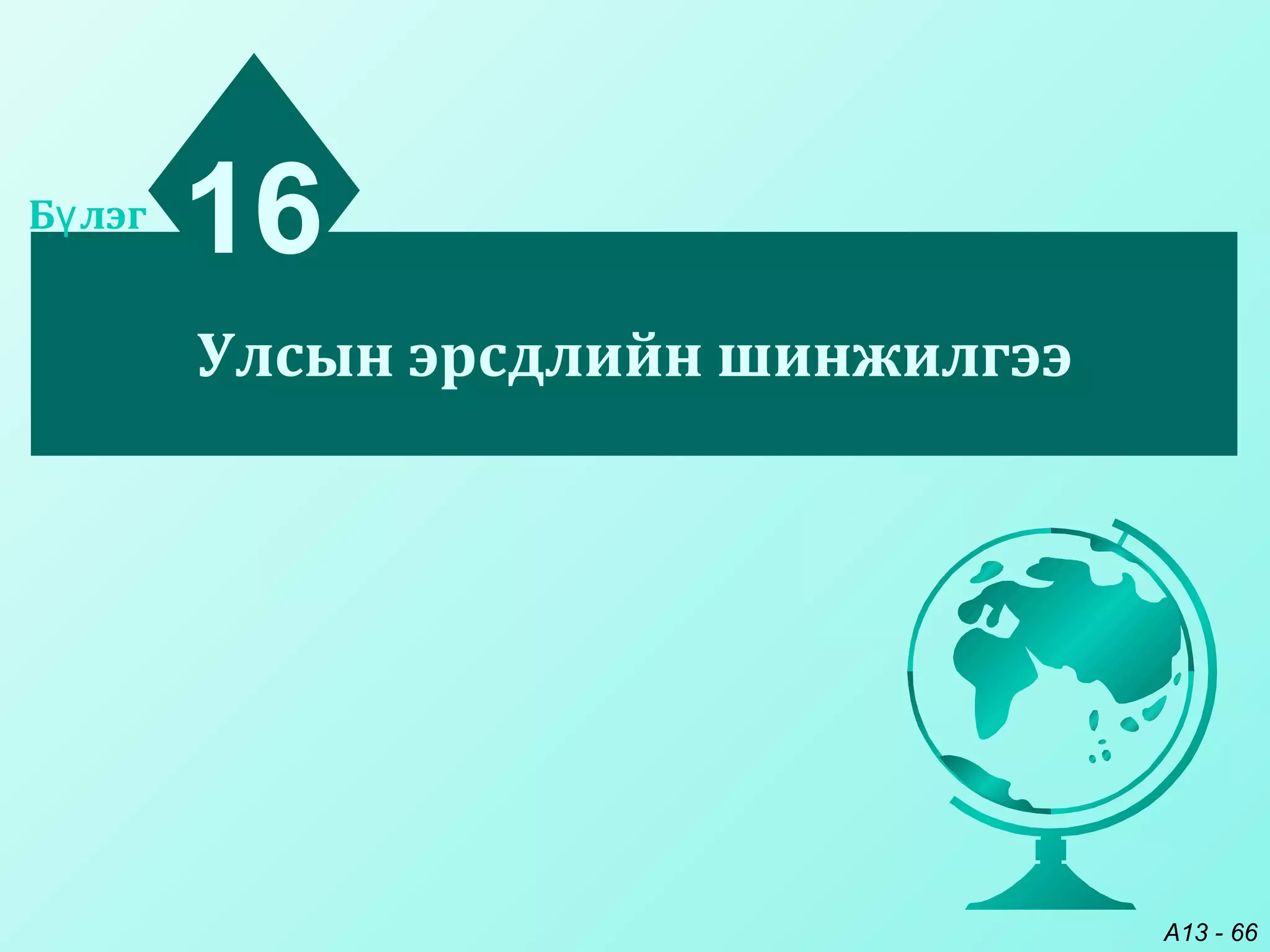 A13 - 66
Улсын эрсдлийн шинжилгээ
16Б лэгү
 