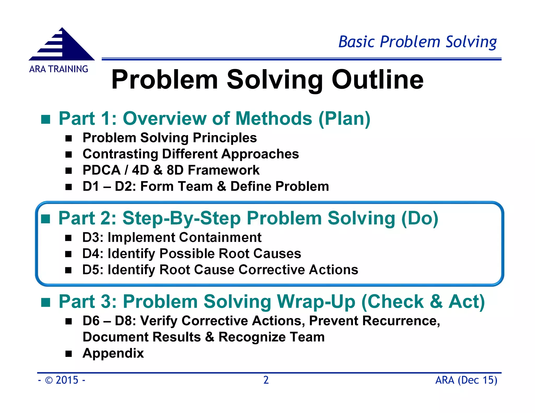 Basic 8D Problem Solving Tools & Methods - Part 2 | PDF