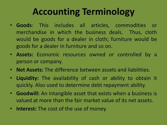 Basic accounting terminology | PPT