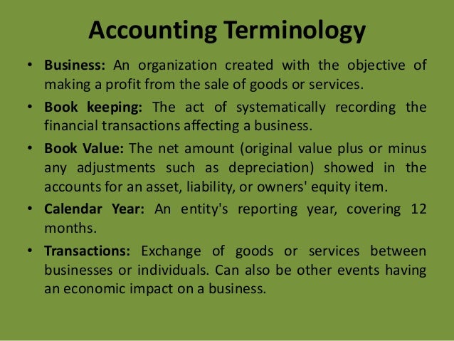 Basic accounting terminology