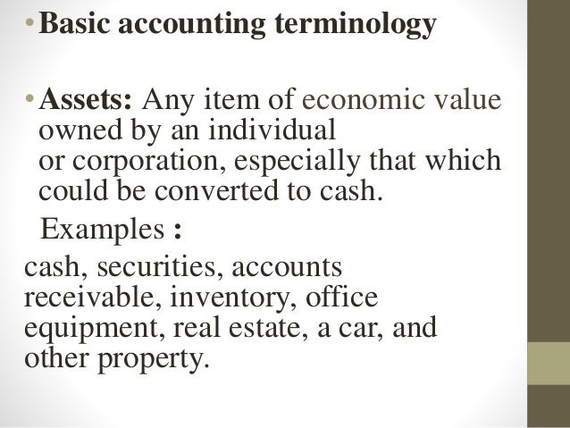 Basic accounting terminology