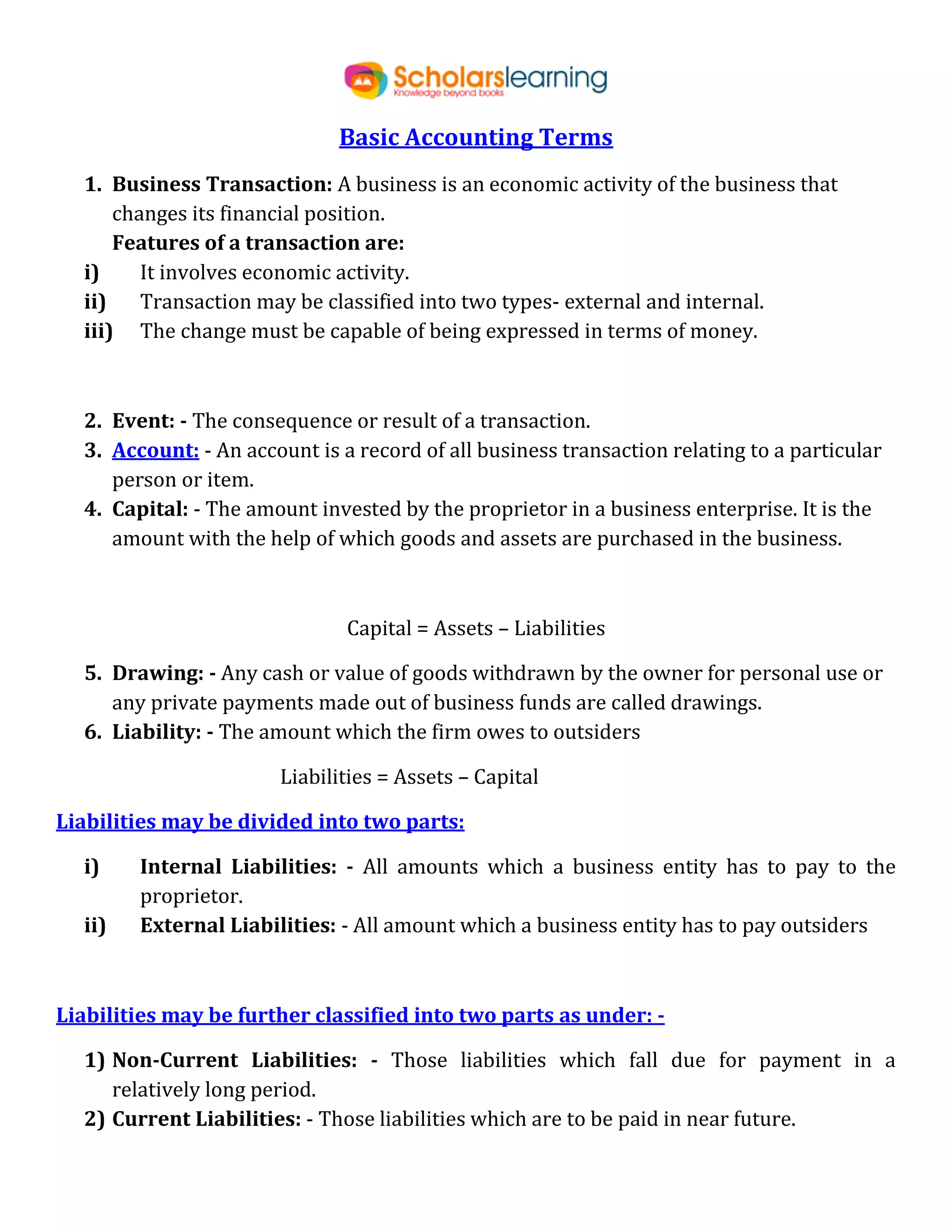 Basic accounting terms | PDF
