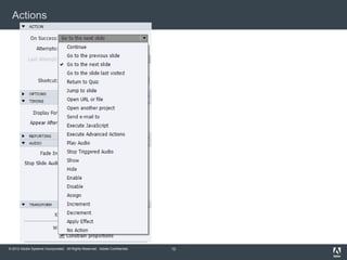 Actions




© 2012 Adobe Systems Incorporated. All Rights Reserved. Adobe Confidential.   12
 