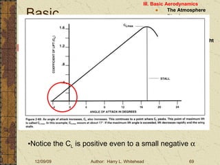 Basic Aerodynamics III. Basic Aerodynamics   The Atmosphere Physics The Airfoil Lift & Drag Stability Large Aircraft Flight Controls Lift and Drag In order to generate Lift, an Airfoil must have an  ANGLE OF ATTACK (  ) Notice the C L  is positive even to a small negative   