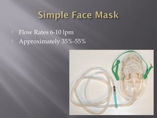  Flow Rates 6-10 lpm
 Approximately 35%-55%
 