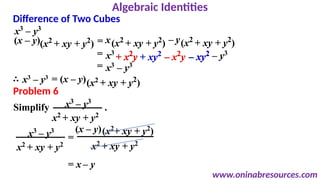 Basic Identities Examples Basic Algebraic Identities with Examples | PPTX