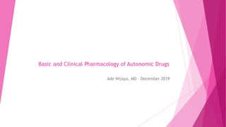 Basic and Clinical Pharmacology of Autonomic Drugs
Ade Wijaya, MD – December 2019
 