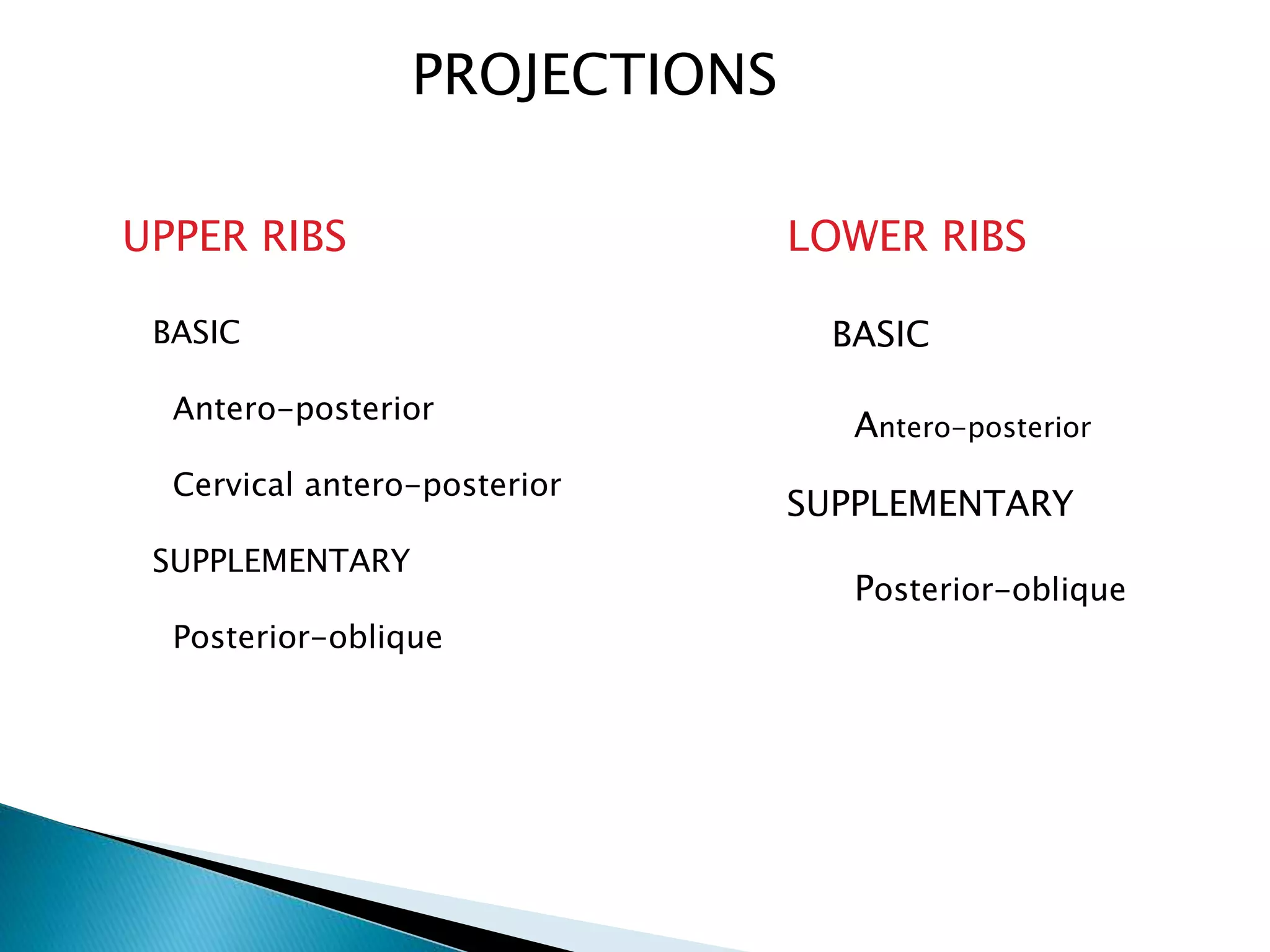 RIBS STERNUM X RAY PROJECTIONS . | PPTX
