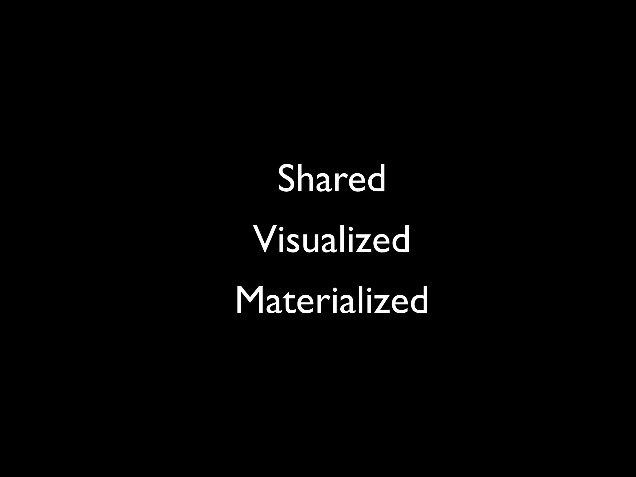 Shared
 Visualized
Materialized
 