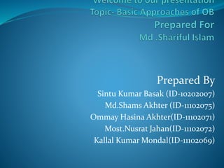 Prepared By
Sintu Kumar Basak (ID-10202007)
Md.Shams Akhter (ID-11102075)
Ommay Hasina Akhter(ID-11102071)
Most.Nusrat Jahan(ID-11102072)
Kallal Kumar Mondal(ID-11102069)
 