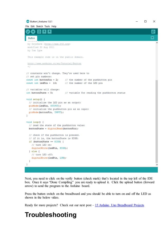 Basic arduino sketch example