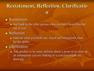 Clarifying And Rstating Examples Basic assertive communication | PPS