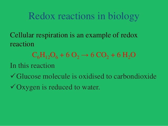 biological redox reactions examples Redox (oxidation-reduction) reactions: definitions and examples.