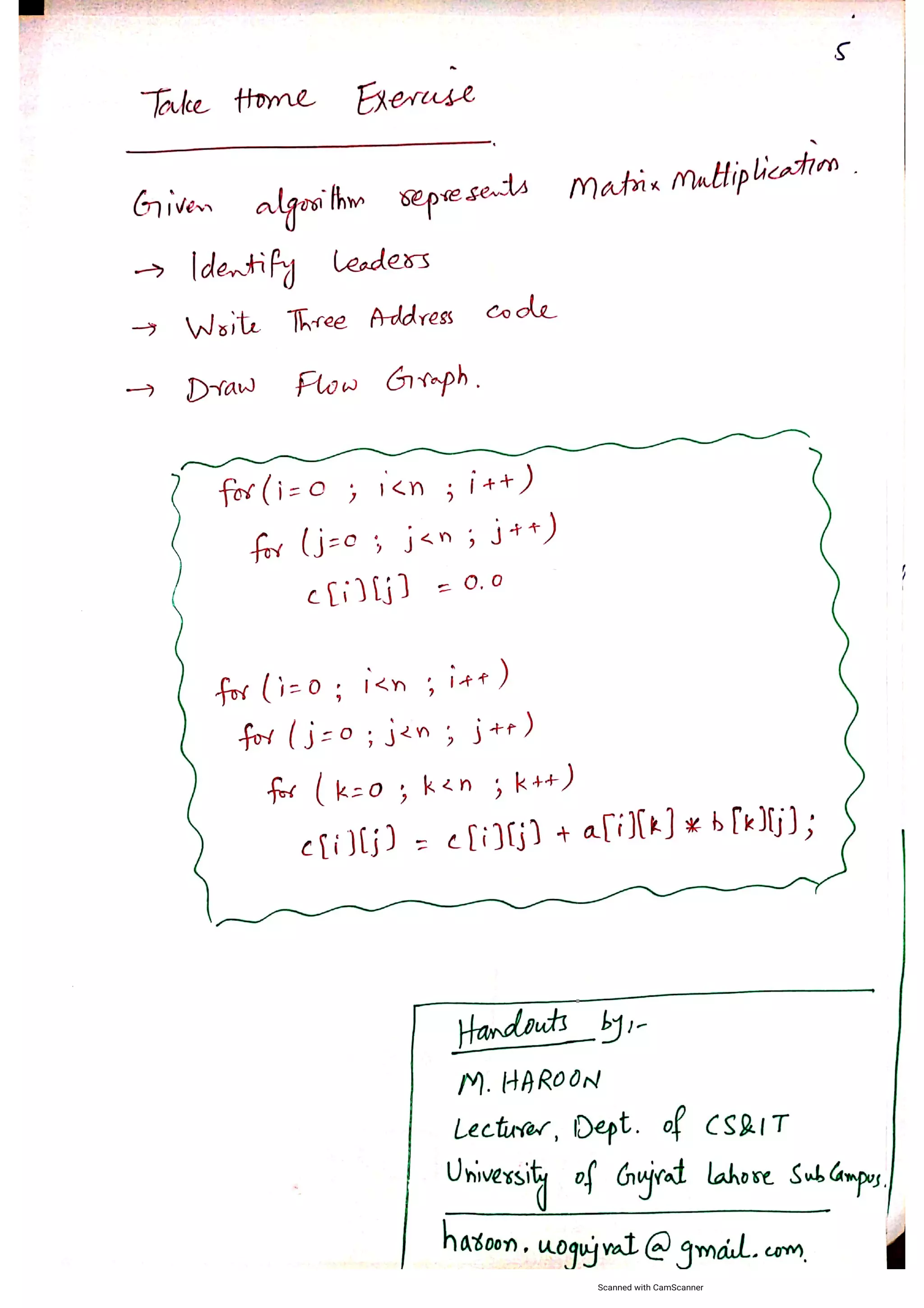 Basic blocks and flow graph in Compiler Construction