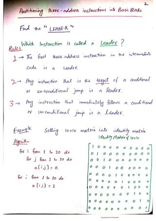 Basic blocks and flow graph in Compiler Construction