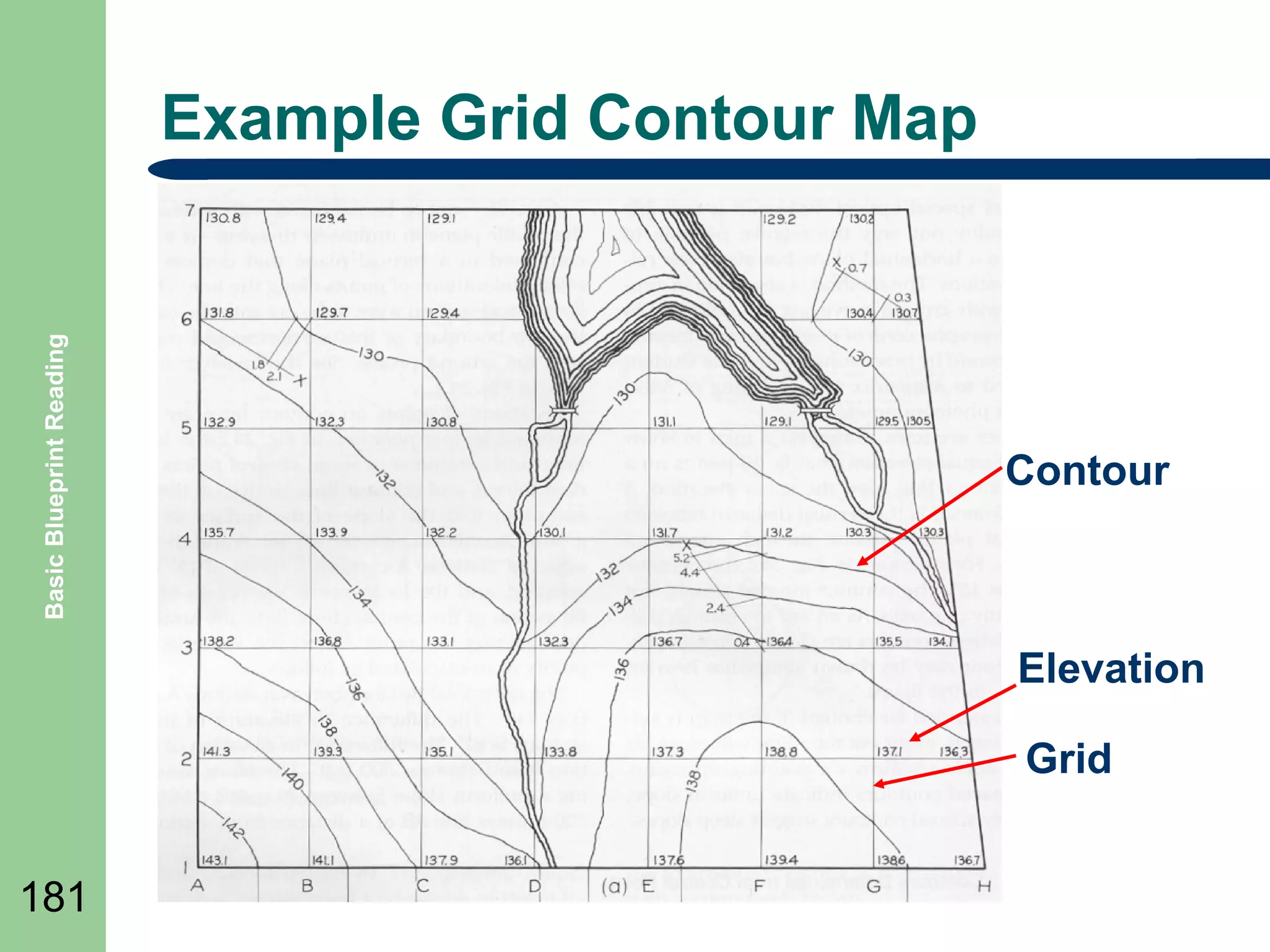 Basic Blueprint Reading

Example Grid Contour Map

Contour

Elevation
Grid
181

 