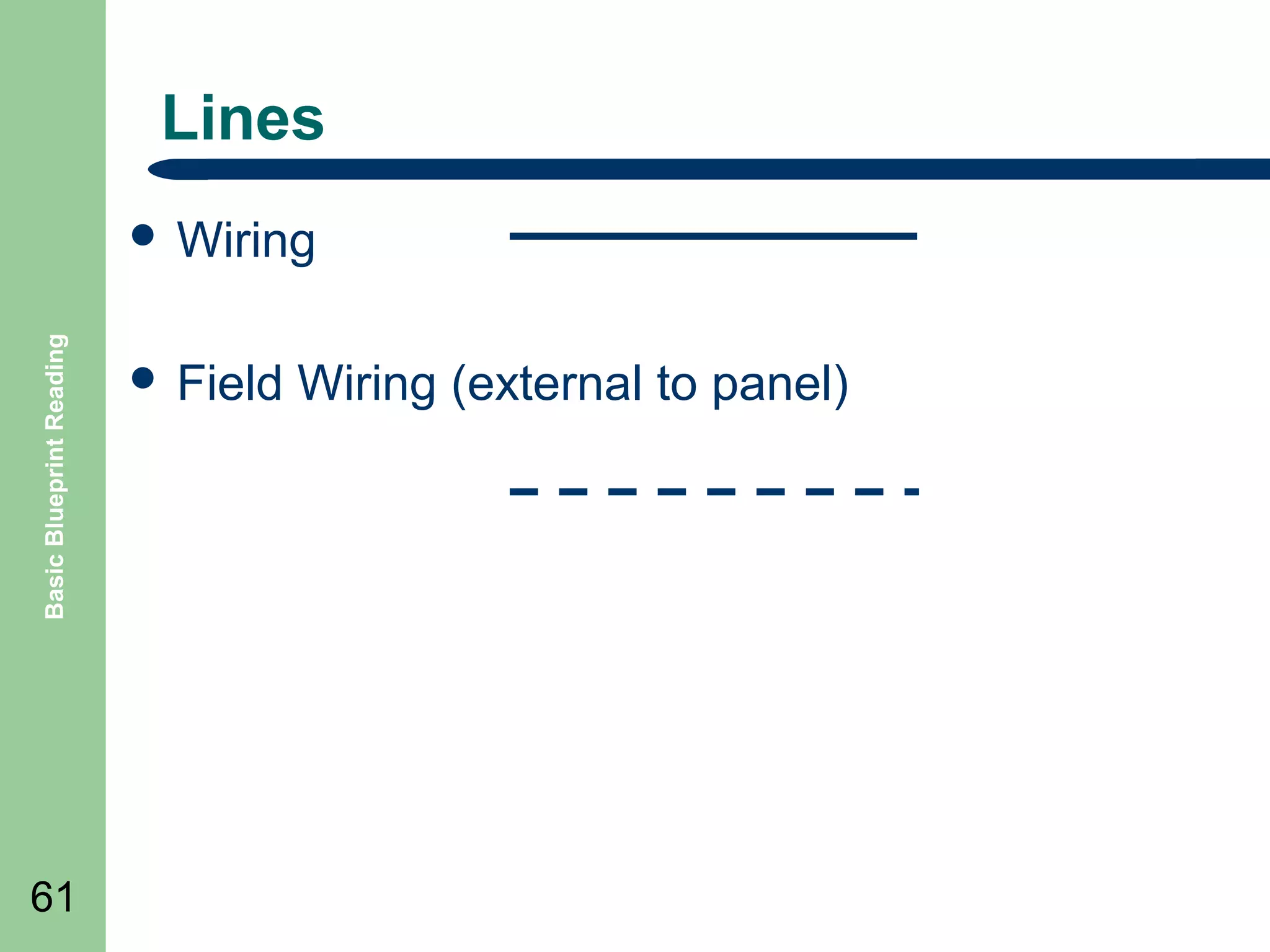 Lines

Basic Blueprint Reading

 Wiring

61

 Field

Wiring (external to panel)

 
