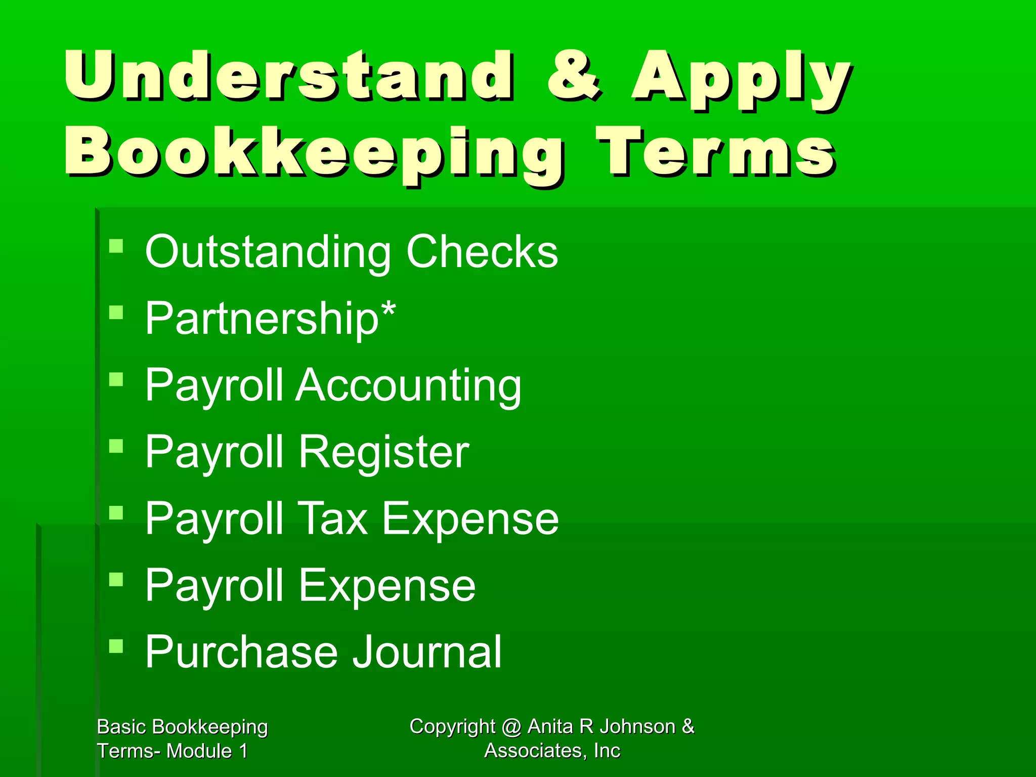 Basic Bookkeeping Terms Sbdc PPT Basic bookkeeping terms sbdc ppt