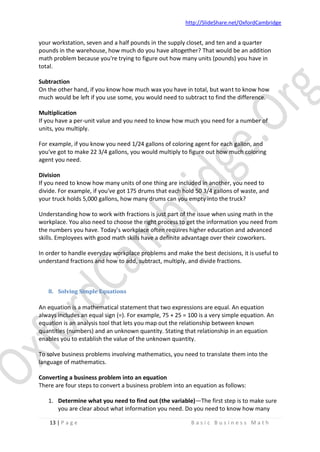 Basic Business Math - Study Notes