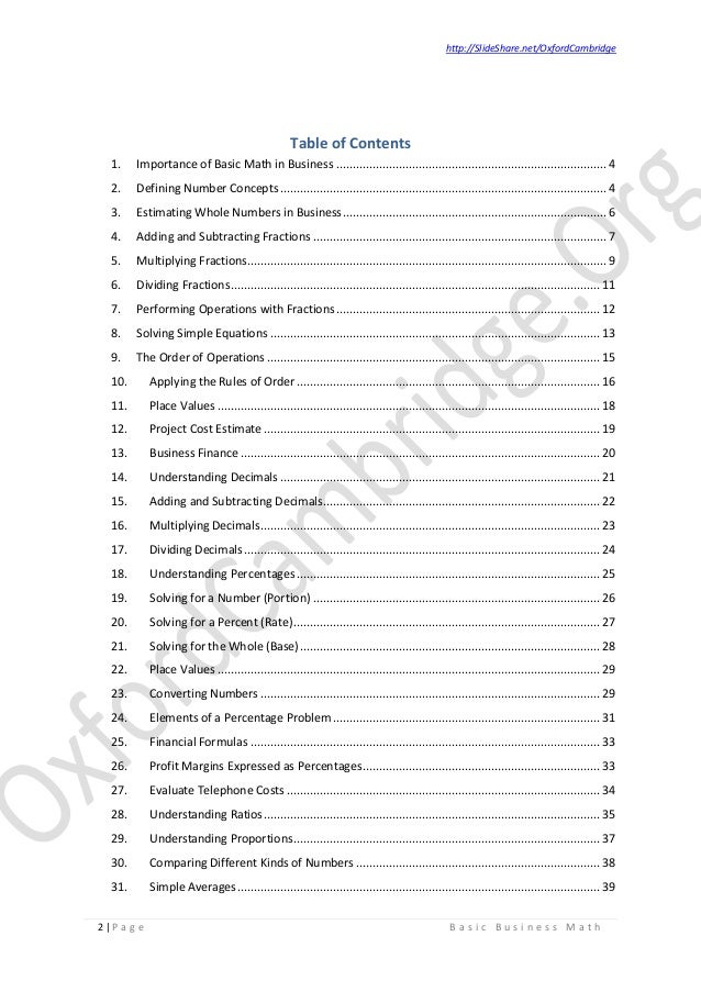 Basic Business Math Study Notes - 
