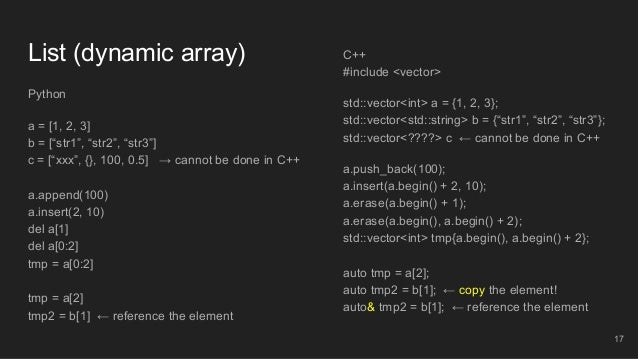 Basic c++ 11/14 for python programmers