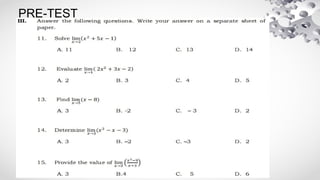 BASIC CALCULUS 1 care of wow math in youtube | PPTX