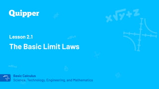 Basic Calculus
Science, Technology, Engineering, and Mathematics
Lesson 2.1
The Basic Limit Laws
 