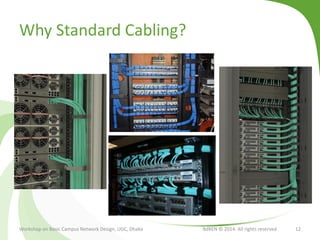 Why Standard Cabling?
Workshop on Basic Campus Network Design, UGC, Dhaka BdREN © 2014. All rights reserved 12
 