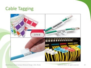 Cable Tagging
Workshop on Basic Campus Network Design, UGC, Dhaka BdREN © 2014. All rights reserved 32
 