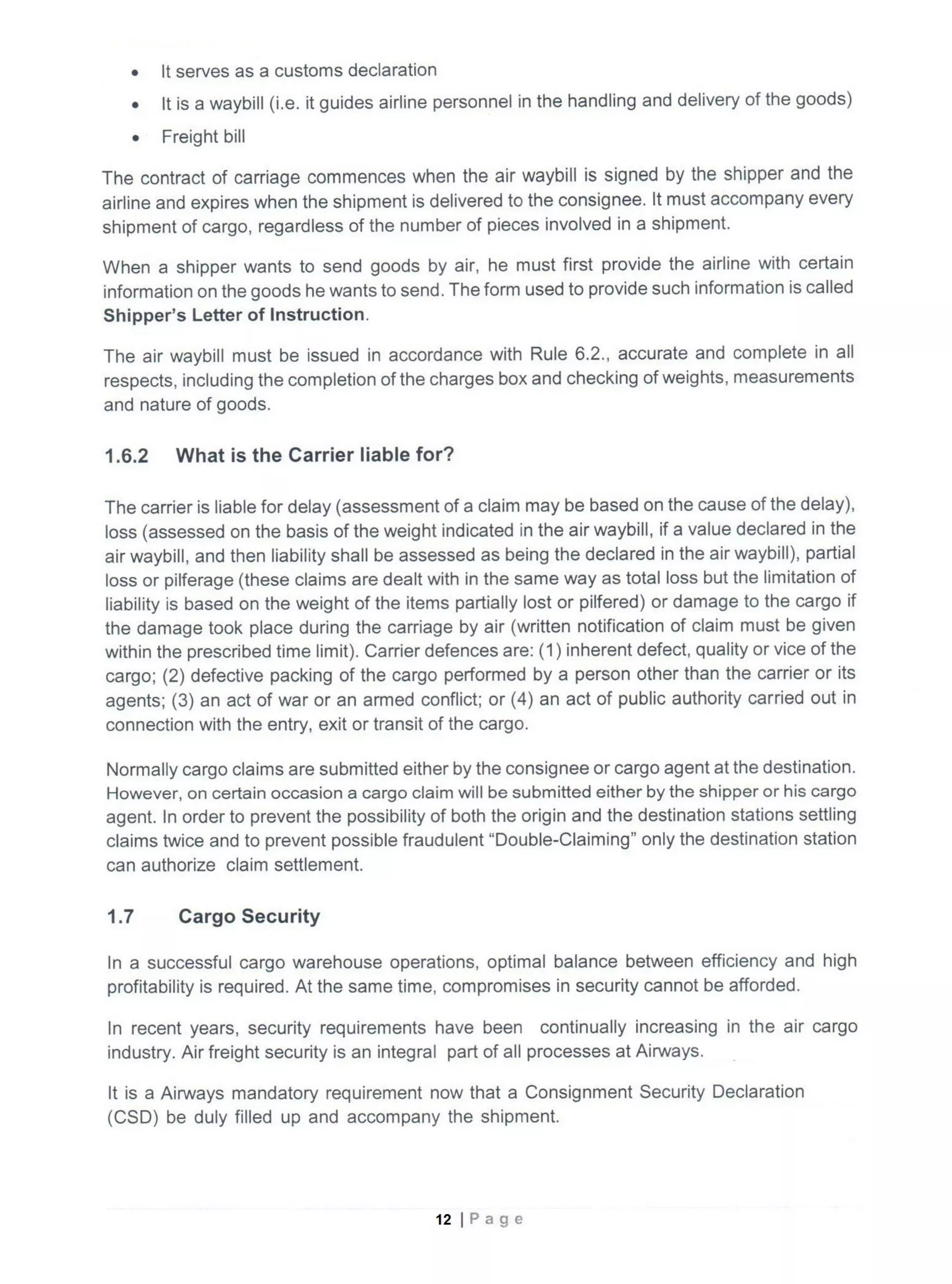 Basic cargo course manual