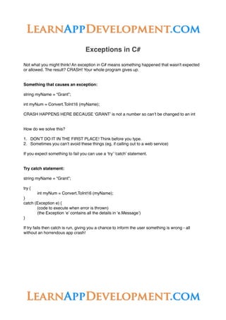 Basic c# cheat sheet | PDF