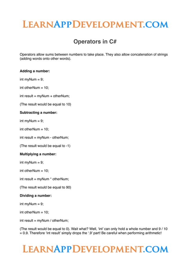 Basic c# cheat sheet