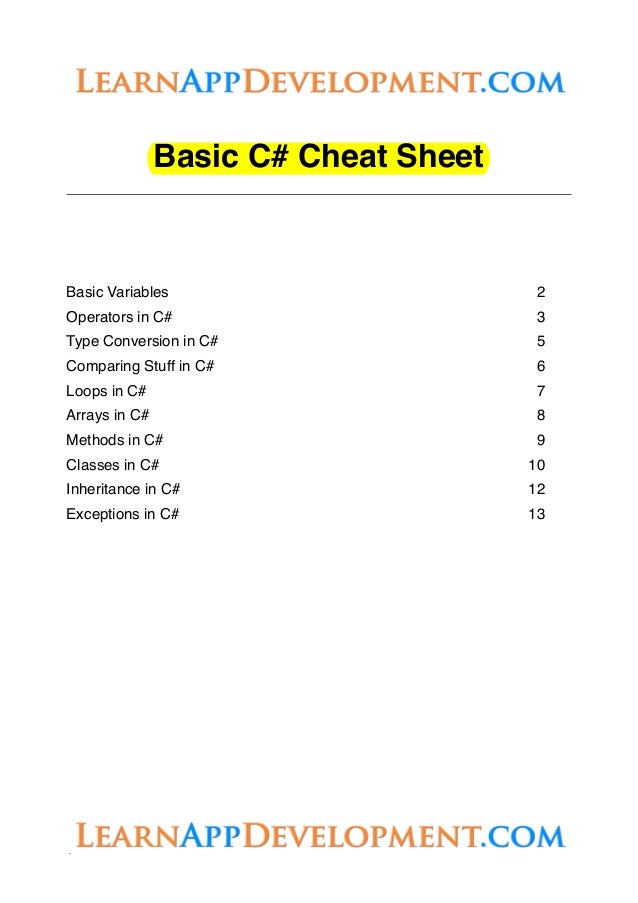 basic c cheat sheet