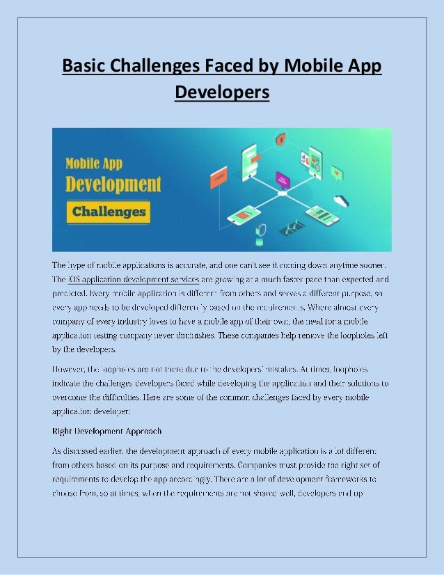 Basic Challenges Faced by Mobile App
Developers
 