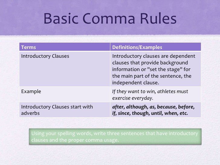 basic comma rules rules for comma usage
