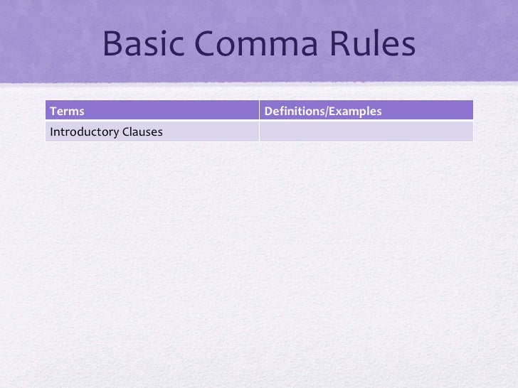 Basic Comma Rules