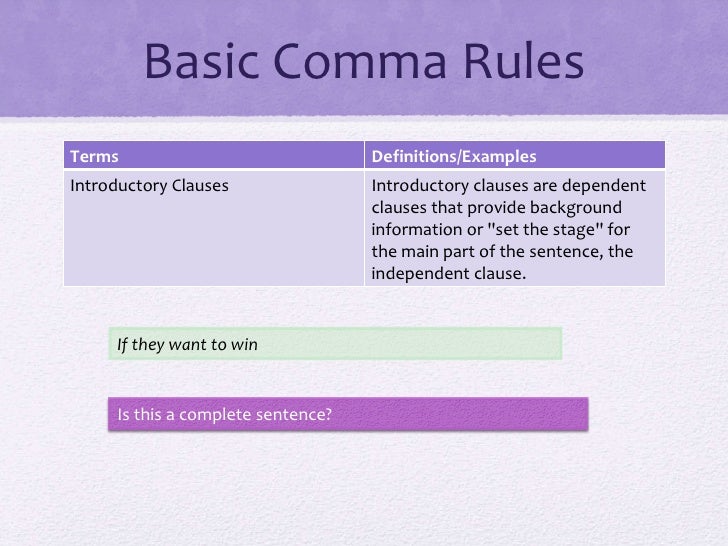 proper comma usage